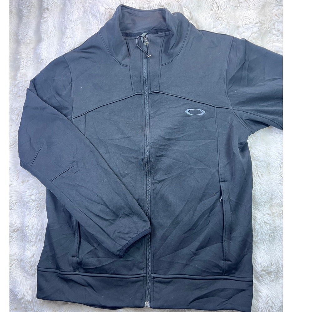 Oakley Mens Full Zip Fleece Line Track Jacket Black Large Mock Neck Athletic A33